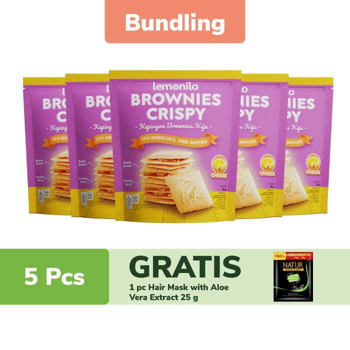 

5 Pcs Lemonilo Brownies Crispy Keju 35g FREE NATUR Hair Mask with Aloe Vera Extract 25g