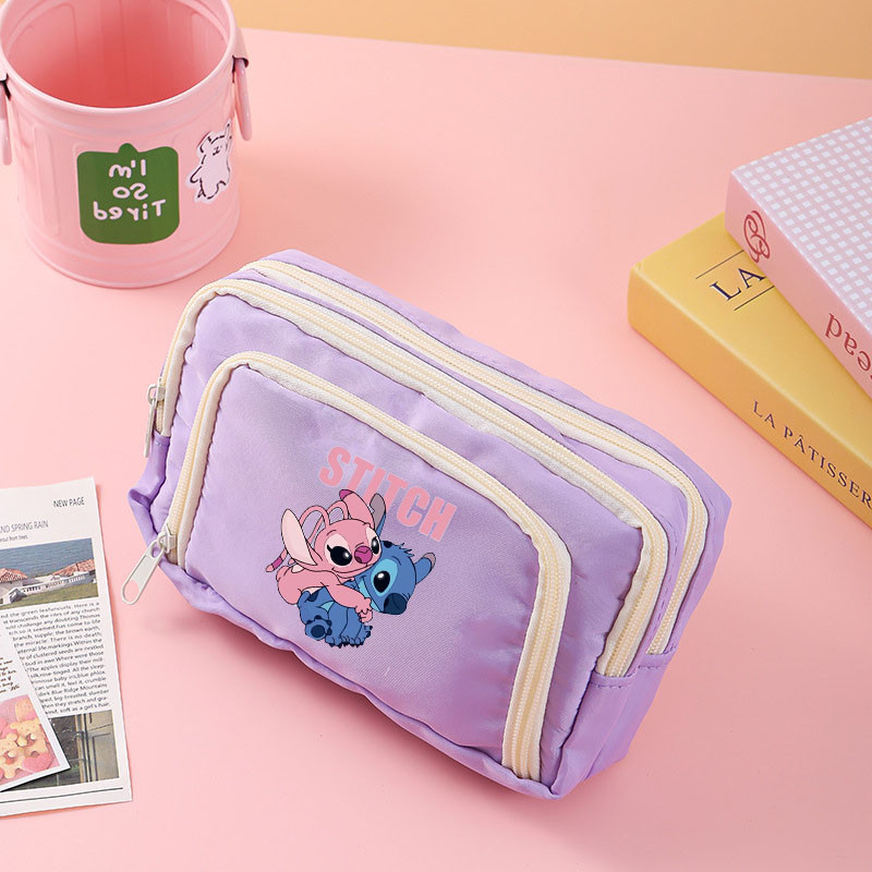 

Stitch Disney Pencil Bag Girls School Supplies cartoon Large Capacity Pencil Cases Cute Stationery Holder Bag Zipper Pencil Case