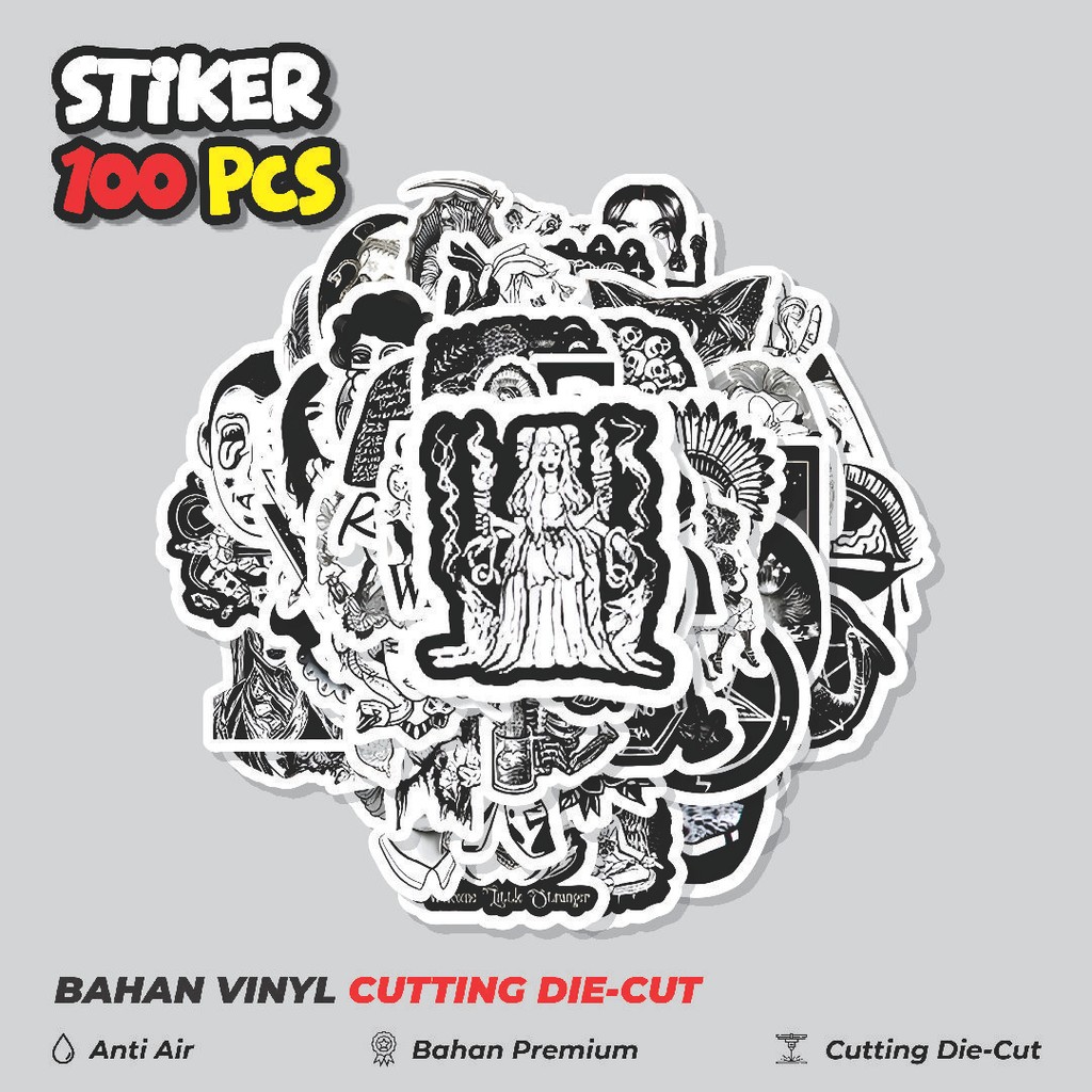 

Terbaru! 50 pcs Stiker Black and White Punk Style Dekorasi Lucu Kreatif untuk Notebook, Skateboard, HP