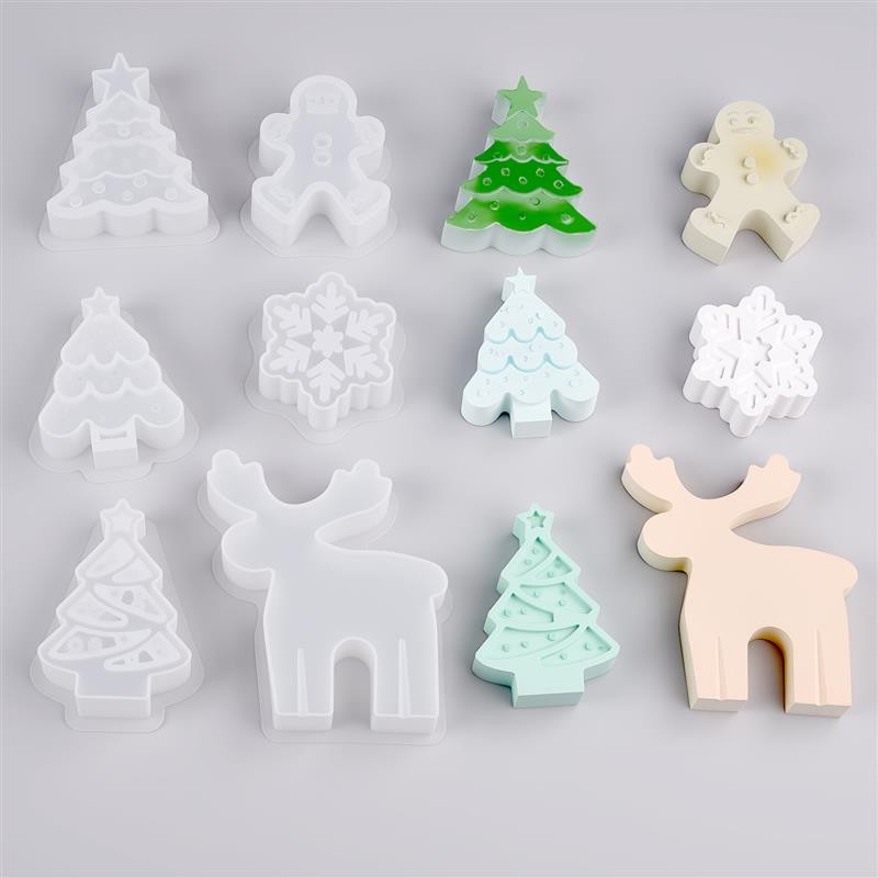 

Christmas Candle Silicone Mold DIY Snowflake Deer Christmas Tree Candle Mold Gypsum Cement Epoxy Resin Mould Crafts Home Decor