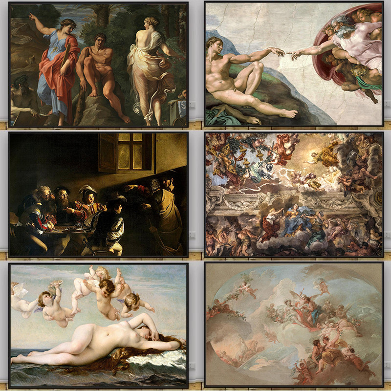 

Retro Renaissance Classical Greek Mythology Christian Art Famous Works Poster Canvas Oil Painting Museum Church Wall Decoration