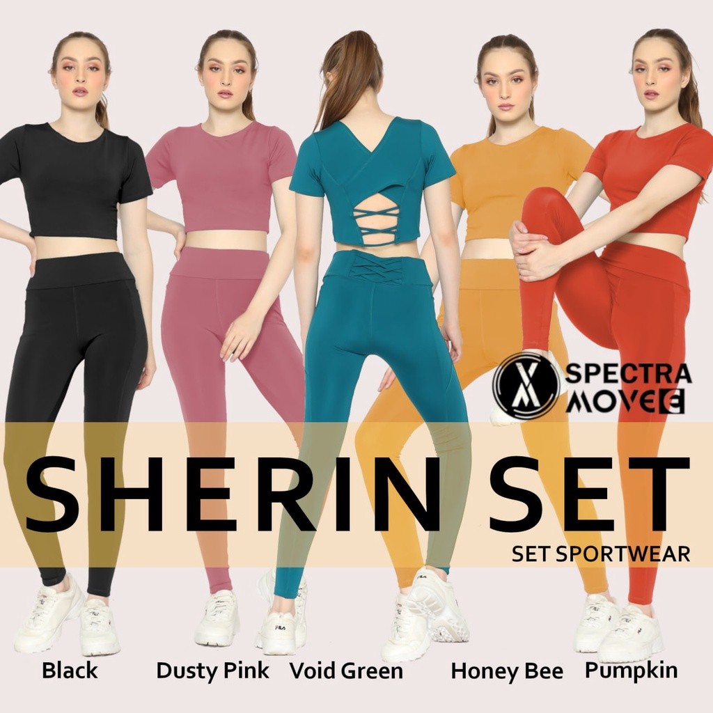 Setelan Senam M-XXL SHERIN SET baju senam wanita setelan olahraga setelan zumba celana senam legging