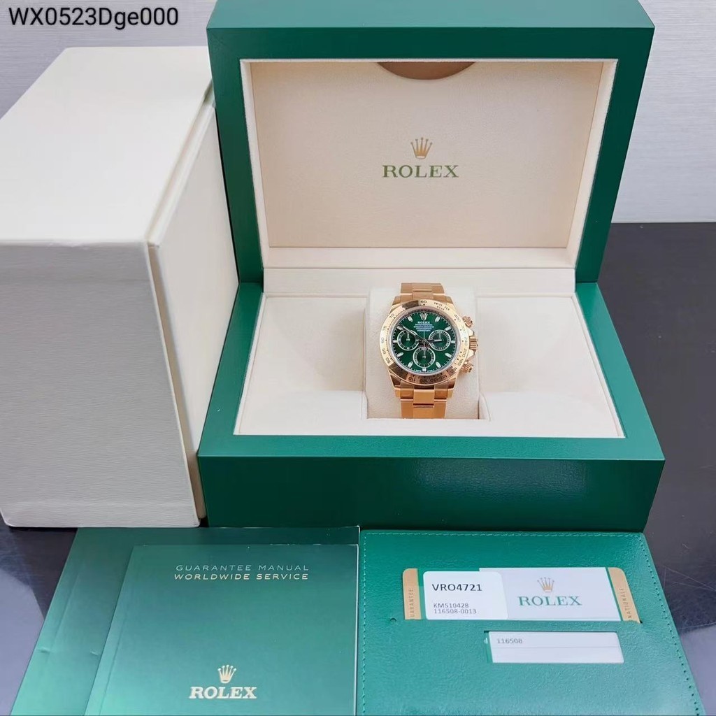 Jam tangan Rolex bisnis pria baja tahan karat asli kamar kelas atas hijau emas Jindi kalender asli j