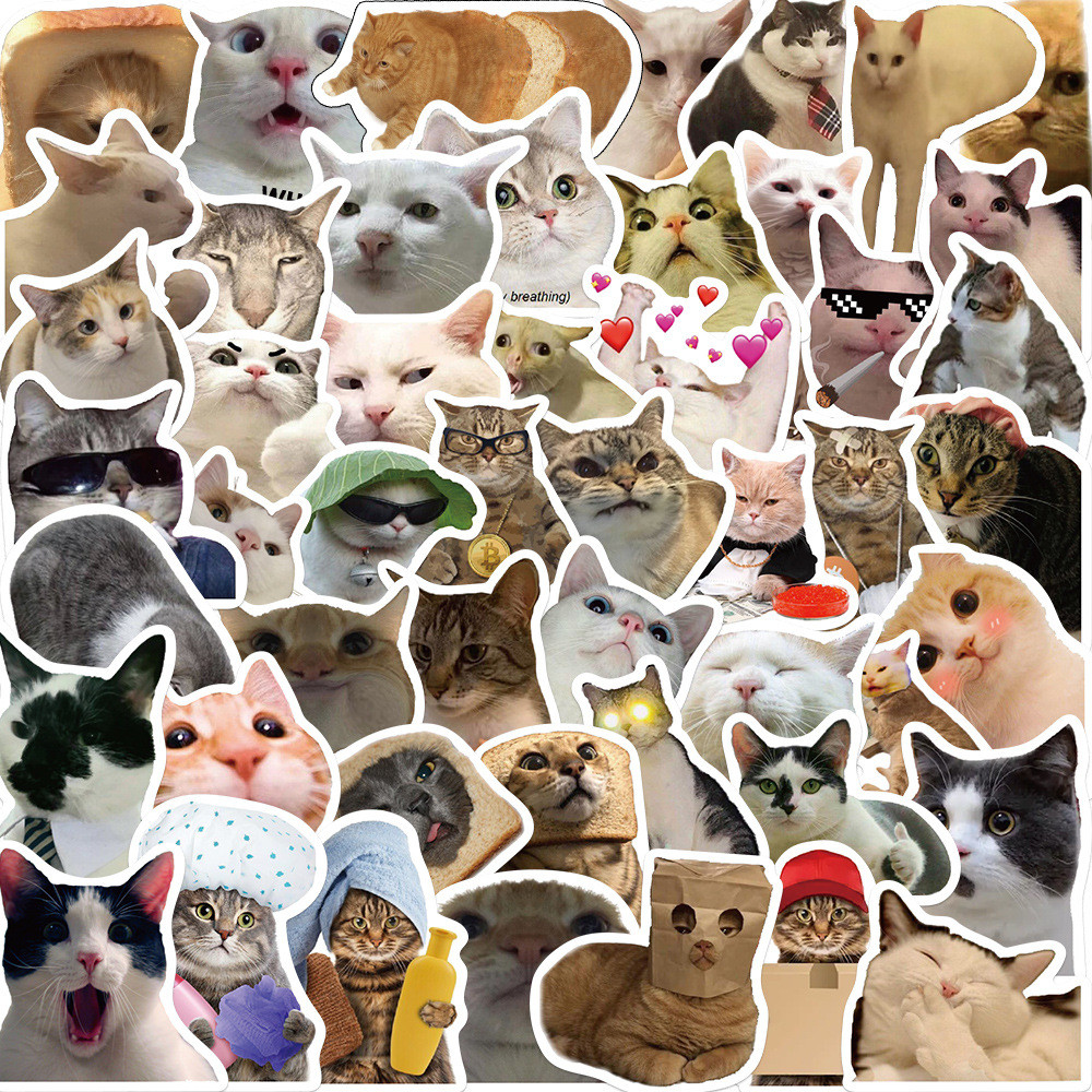 

10/30/50pcs Funny Cats Meme Graffiti Stickers DIY Scrapbook Notebook Laptop Luggage Cute Animal Decals Sticker for Toys Gift