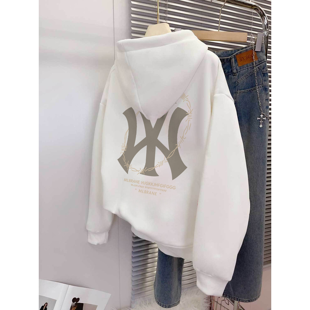 Misco  Sweater Hoodie Oversize Wanita Cetakan Huruf NY Yang Modis Dan Trendi Hoodie Wanita Tebal Pre