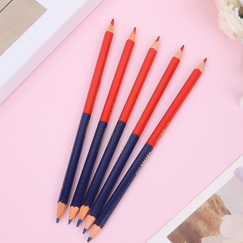 

12pcs Red&Blue Double-Ended Color Pencils Medical Science Laboratory Plotting Construction Wood Working Mark Stationery