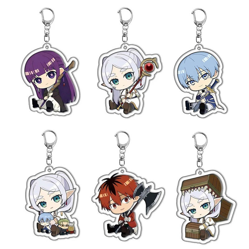 Anime Frieren At The Funeral Keychains Cartoon Figure Himmel Key Chain Ring Pendant Jewelry Fans Gif