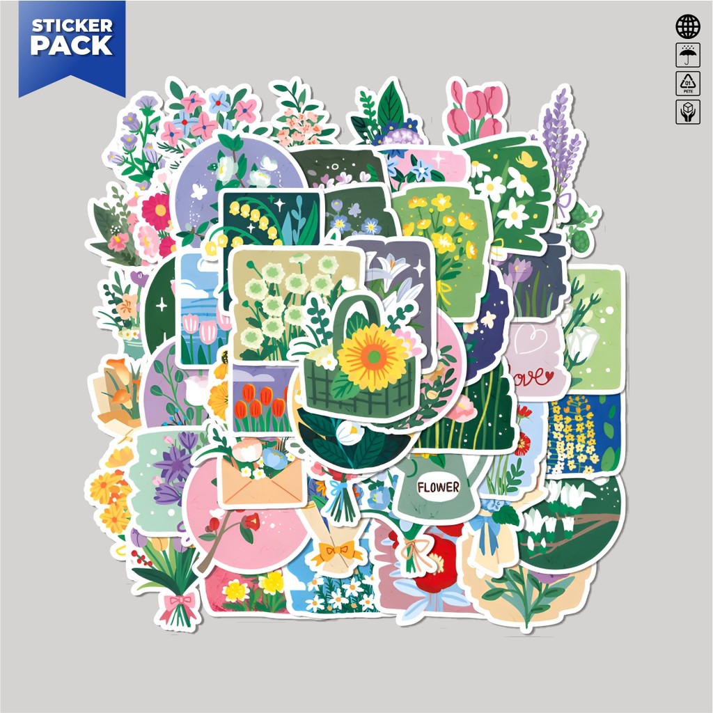 

[100PCS]Stiker Pack Stiker INS Style Oil Painting Flower [Lukisan Minyak Gaya INS Bunga] Aesthetic Vinyl Anti Air Dekorasi Sticker Laptop Buku Journal Koper Helm Casing HP Gitar Helm Skateboard