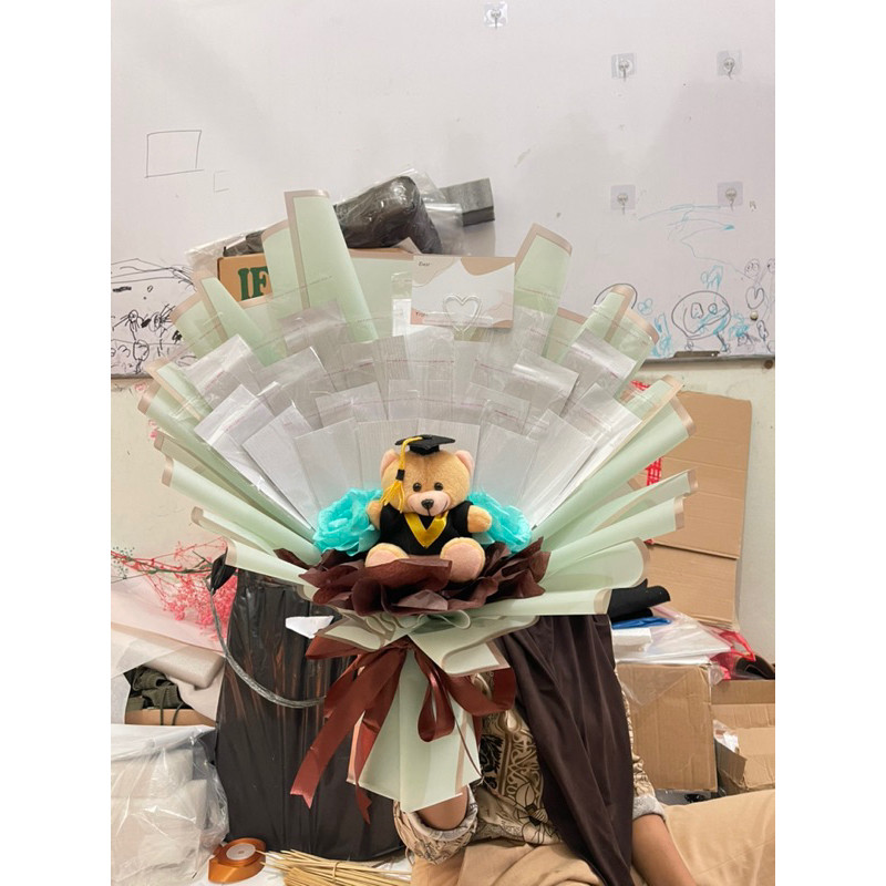 

Buket uang boneka wisuda atau barang kosong kerangka bouquet cellophane transparant hampers hadiah ultah wisuda anniversary