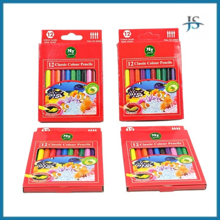 

JS PAKET 5PCS TAJIMA Pensil Warna Panjang 12 Warna / My Pensil Warna Pendek 12 Warna Tajima / Pensil Warna Murah Berkualitas / Color Pencils