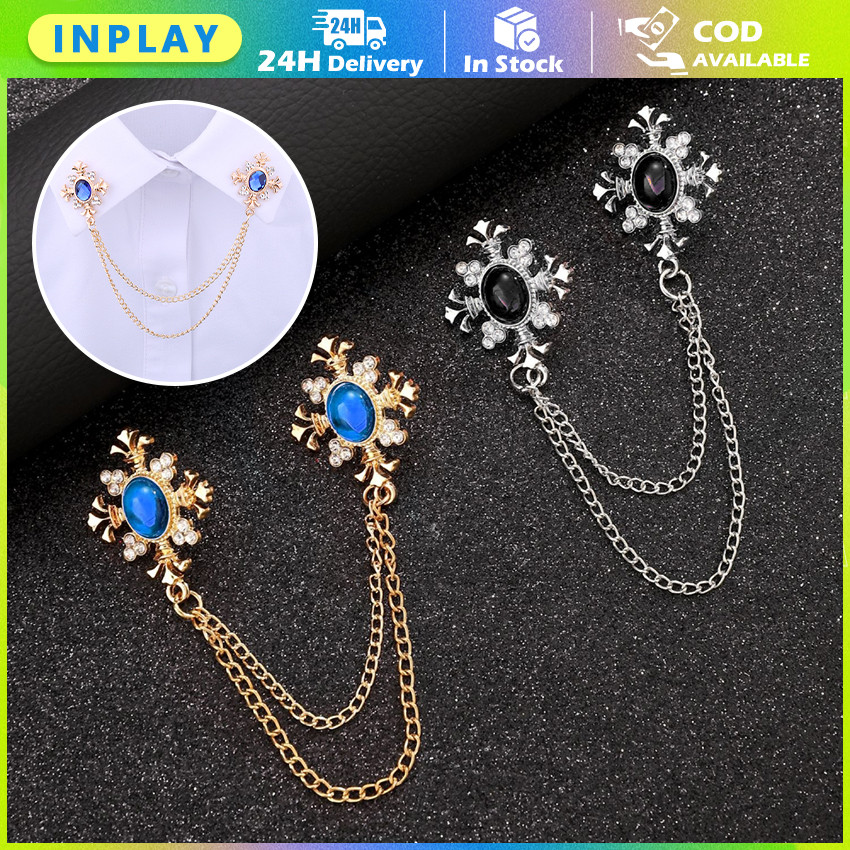 Bros Rantai Kristal Mewah / Aksesori Baju Formal Vintage, Cocok untuk Dasi, Jas, Kemeja & Hadiah Per