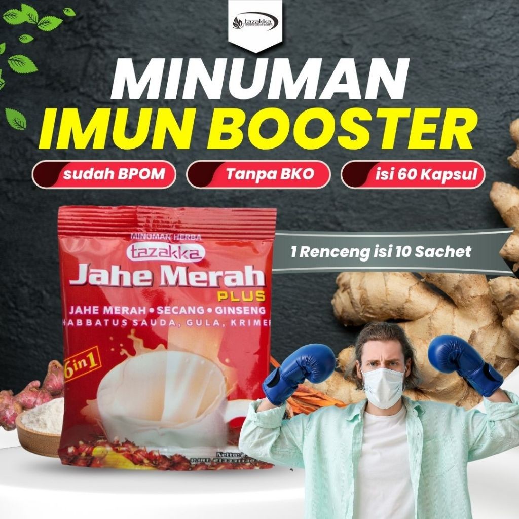 

Minuman Jahe Merah Imun Booster Plus Krimer dari Tazakka isi 1 Renceng isi 10 Sachet