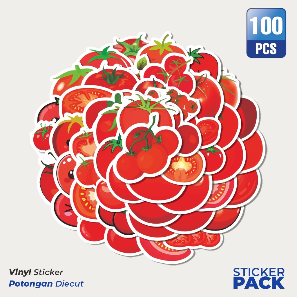 

Super Hemat! 100 PCS Stiker Tomato Series [Seri Tomat] Waterproof Aesthetic- Untuk Laptop, Motor, dan Helm - Paper Stationery Pack