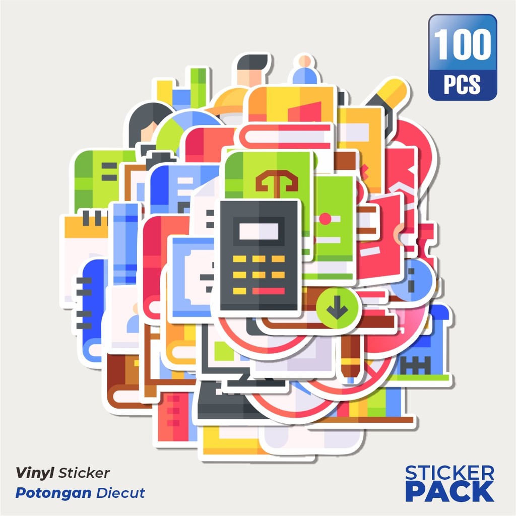 

Super Hemat! 100 PCS Stiker Library Icon Pack Series [Seri Paket Ikon Perpustakaan] Waterproof Aesthetic- Untuk Laptop, Motor, dan Helm - Paper Stationery Pack