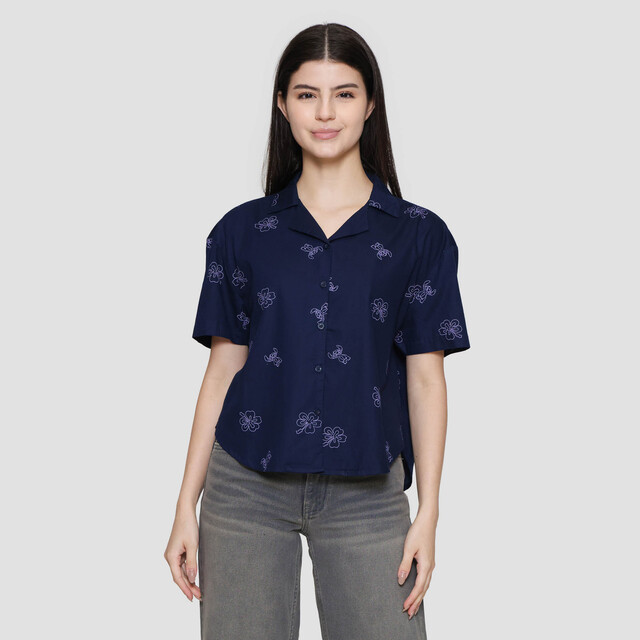 Disney Ss Shirt Woven Boxy Print Aop Stitch Kemeja Wanita 122691393