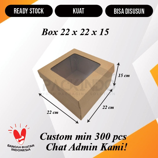 

(10 pcs) E-FLUTE Kotak Dus Wadah Puding Cake Bolu Chiffon Corrugated 22 cm x 22 cm x 15 cm
