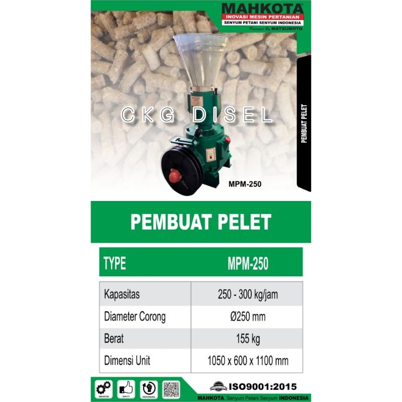 

Mesin Cetak Pelet MPM 250 Mahkota 250 kg perjam