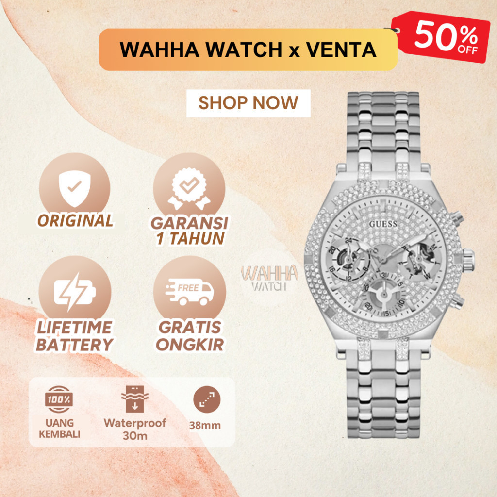 Jam Tangan Guess GW0440L1 - Guess Ladies Watch HEIRESS Silver [BERGARANSI]