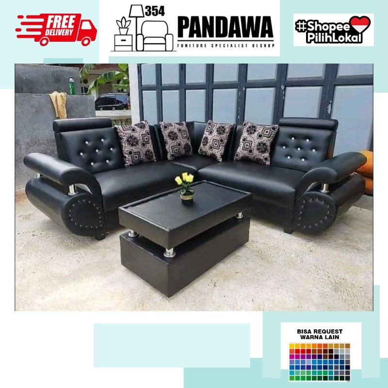 Sofa Sudut Minimalis Elegan 221 Bludru Oskar SNI