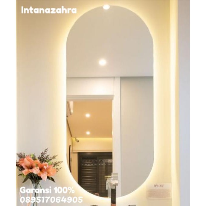 [TERLARIS] Cermin Dinding Oval Mirror Lamp LED Cermin Rias Oval - LampuKuningLED, 120x60[TERLARIS ]