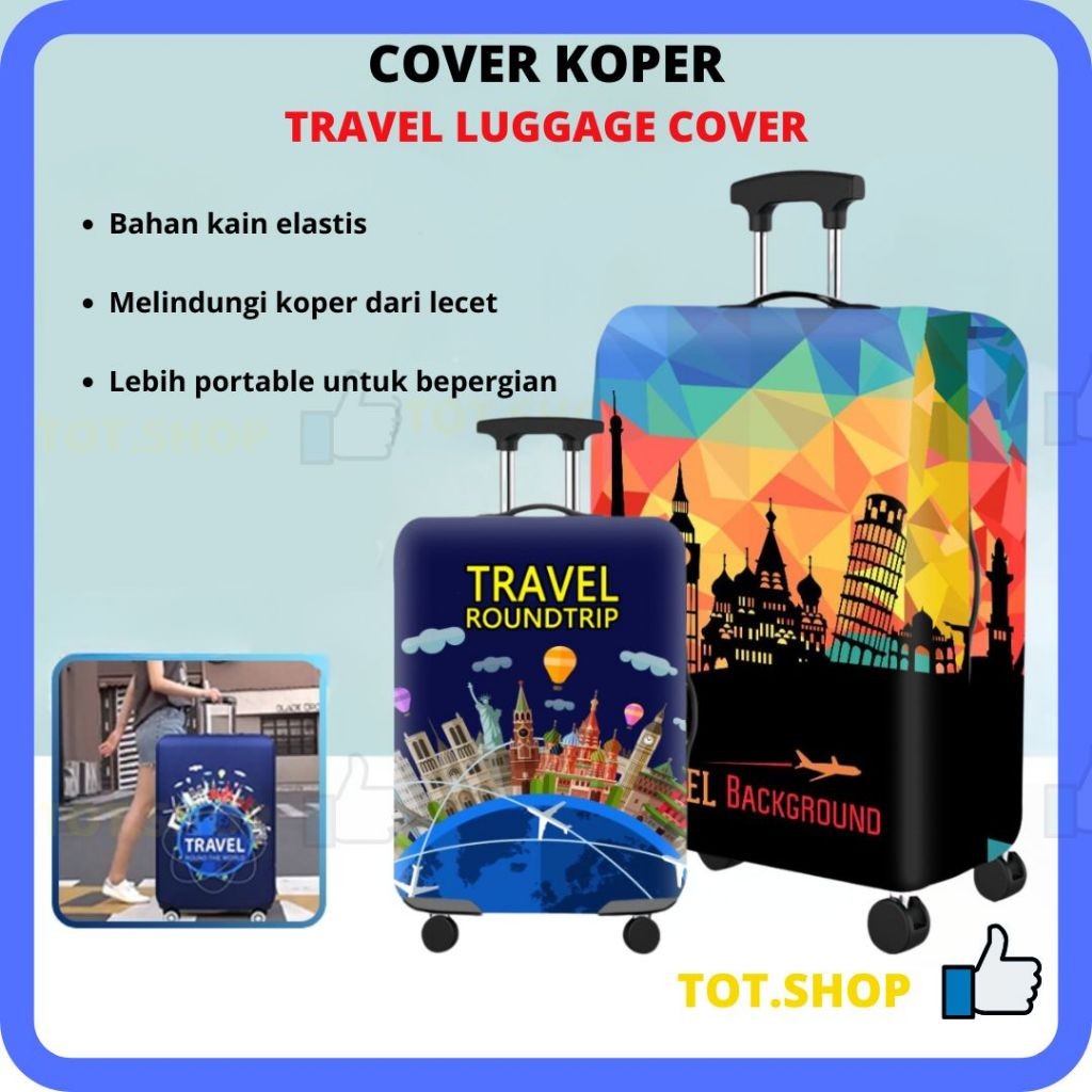 MOTIF Cover Koper Sarung Pelindung Koper Elastis Luggage Cover Lucu Tebal Bahan Premium Penutup Anti