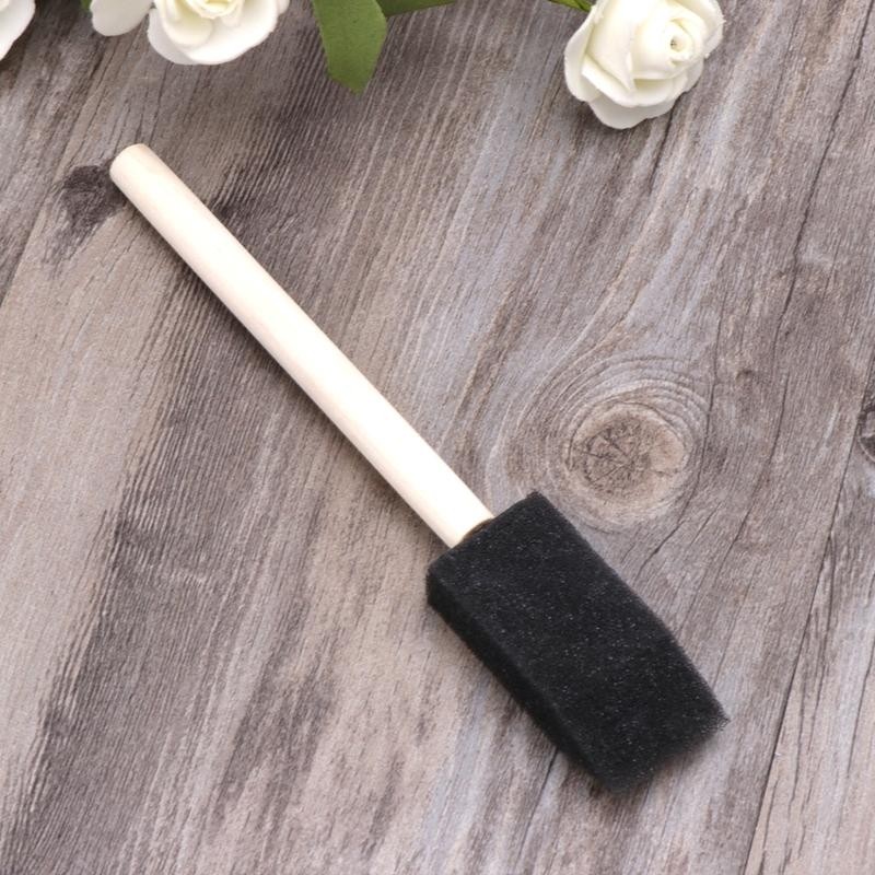 

10Pcs Sponge Brush Wooden Handle Watercolor Oil Stain Art Craft Painting Drawing A2BB