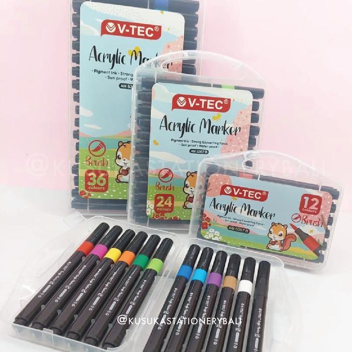 

V-tec Acrylic Marker Brush - 12 WARNA