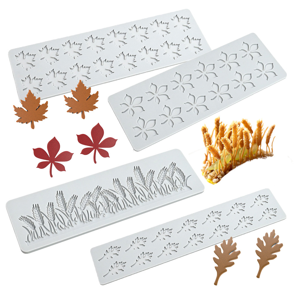 

Leaf Wheat Mushroom Design Sugarcraft Silicone Pad Mold Kitchen Fondant Mold Chocolate Chip Moulds Dessert Decoration Tools