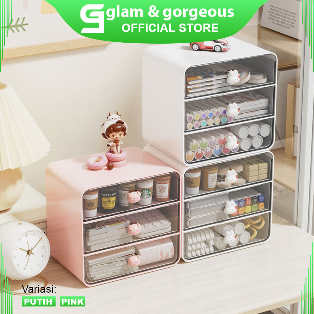 

Laci Mini Kecil Susun Aesthetic - Rak Kosmetik - Desk Rack dan Makeup Organizer - DD015