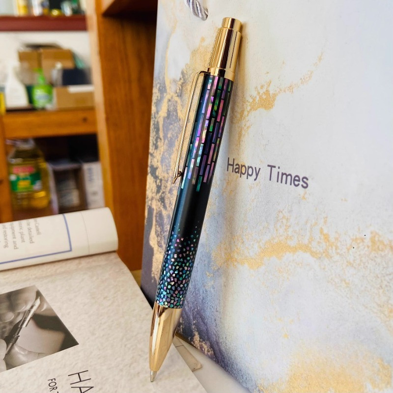 

Benovel Shell Lacquer Luminous Automatic Elastic Gel Pen Schmidt 900M Black 0.7mm Refill Collection Teacher Luxury Stationery