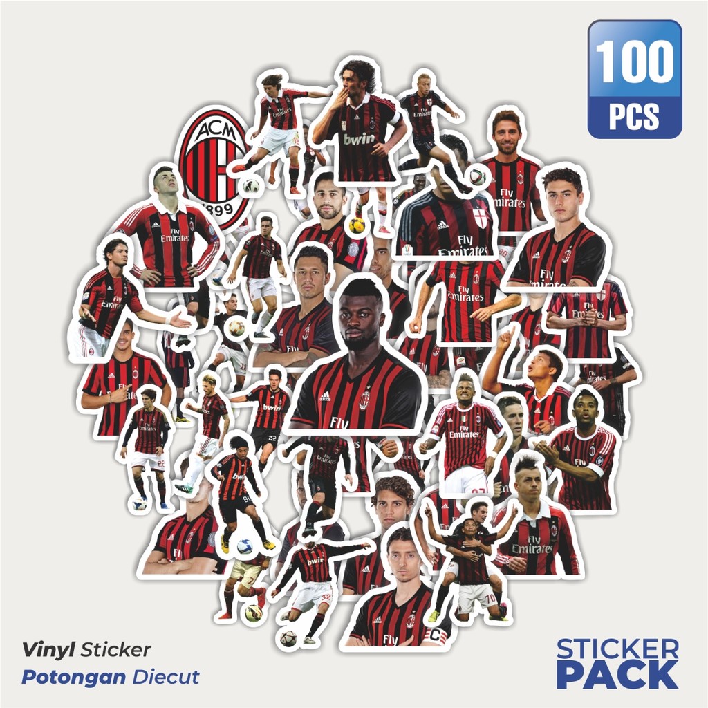 

Super Hemat! 100 PCS Stiker Football Series AC Milan Waterproof Aesthetic- Untuk Laptop, Motor, dan Helm - Paper Stationery Pack