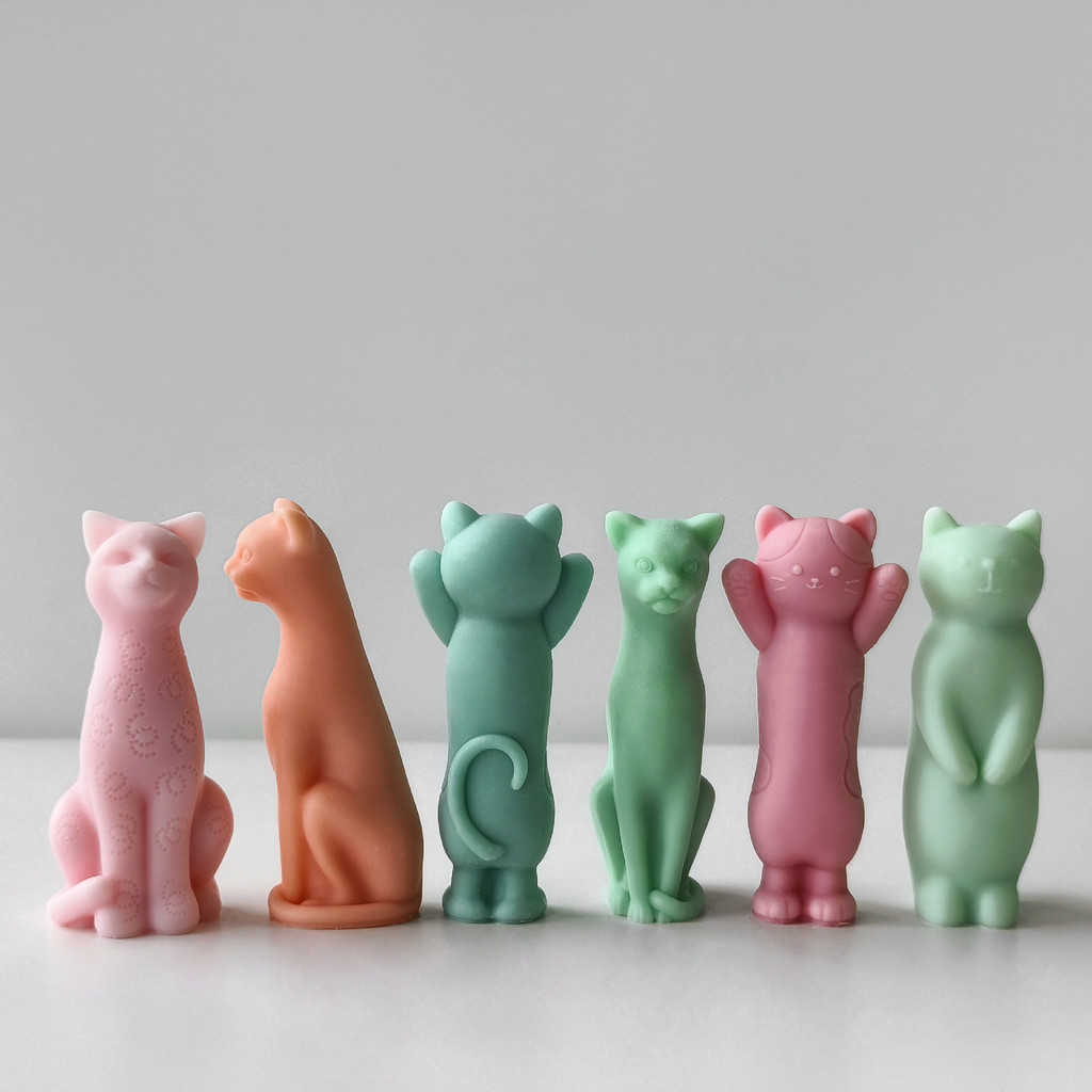 

3D Kitten Candle Silicone Mold Handmade Gifts Cat Plaster Resin Ornaments Mould Soap Candle Making Supplies