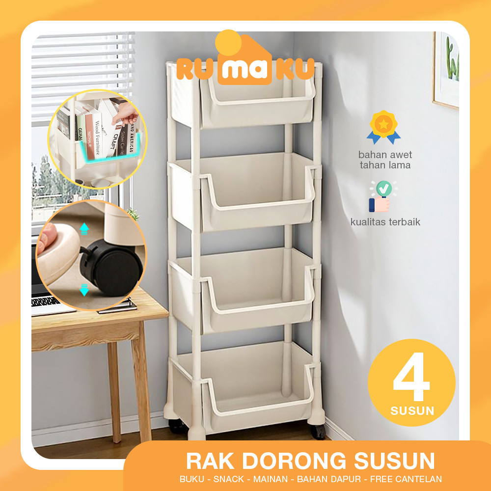 

Rumaku Rak Dapur Serbaguna Rak Troli Rak Kamar Mandi Rak Susun Plastik dengan Roda