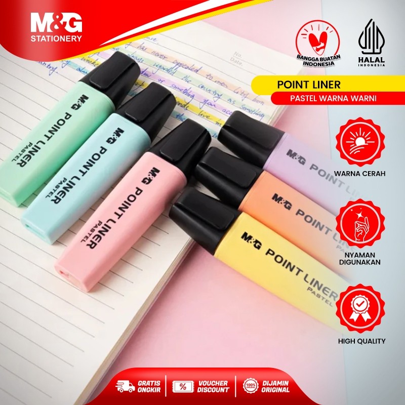 

M&G Highlighter Pastel Warna Warni and Point Liner Penanda Beraroma Aman Digunakan Warna Cerah Hasil Rapi Mudah Digunakan Efektif Untuk Sekolah & Profesional