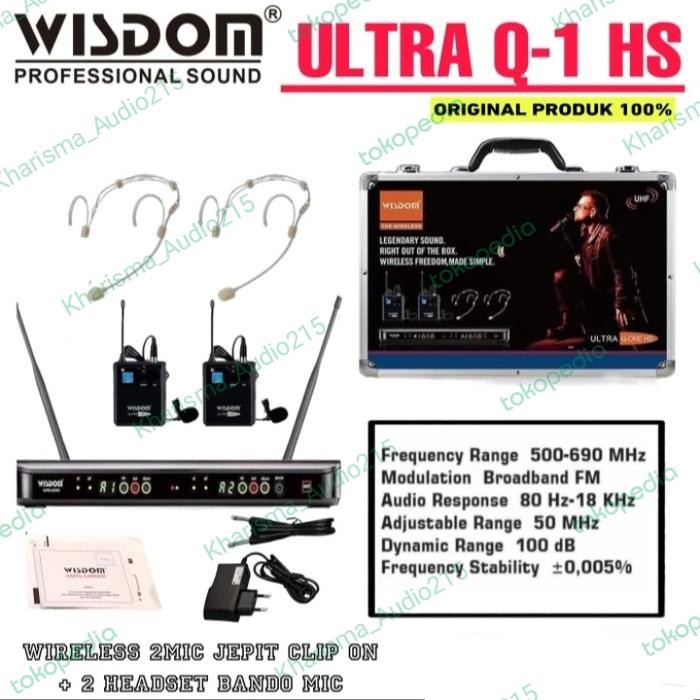 Wisdom Ultra Q1 HS Wireless 2Mic Jepit Clip On+2 Headset Bando Mic