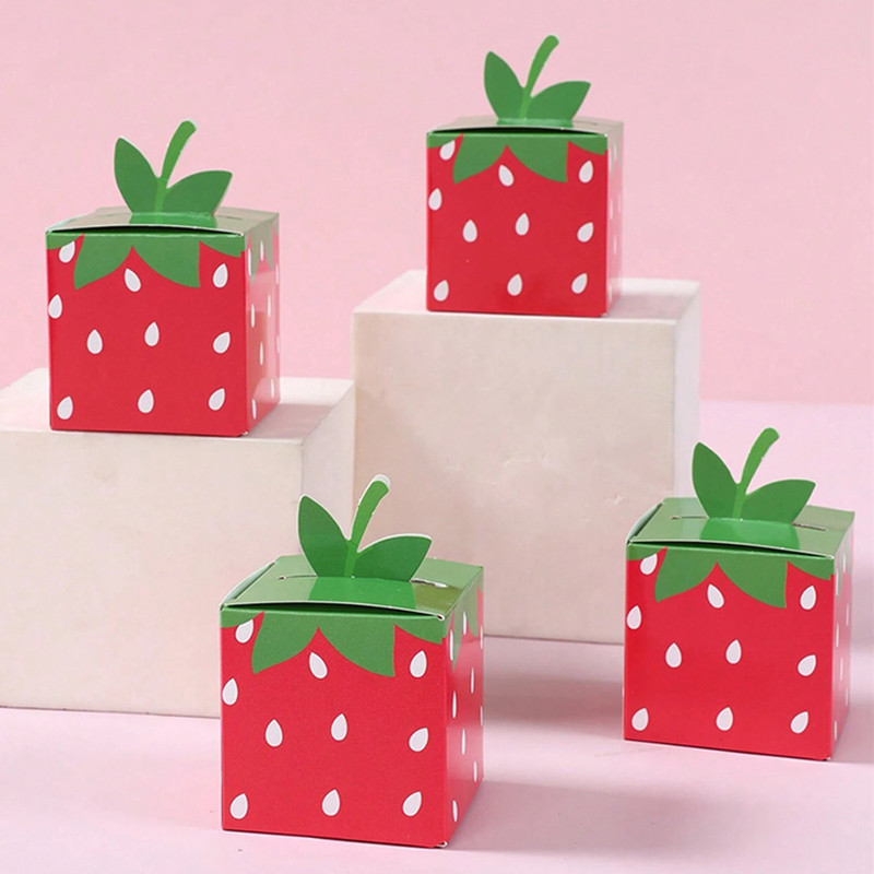 

5/10/20pcs Strawberry Party Favor Box Summer Strawberry Gift Boxes Cute Fruit Goody Boxes for Strawberry Birthday Baby Shower
