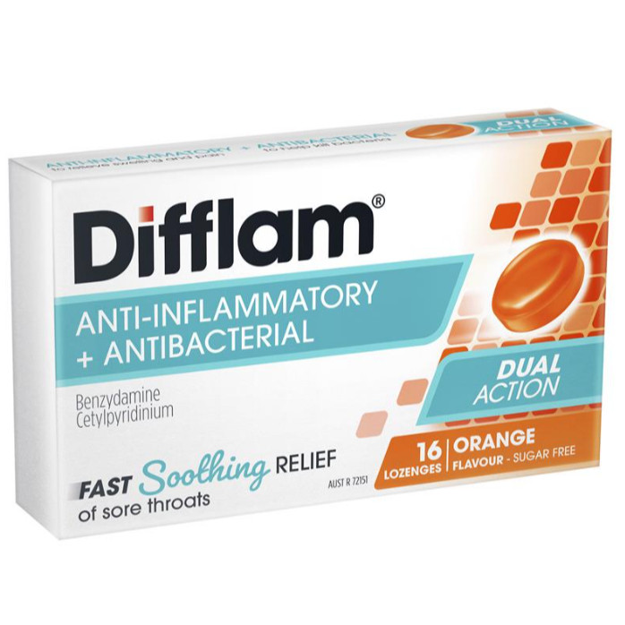 

Difflam Sore Throat Sugar Free Orange 16 Lozenges PermenSakit Tenggorokan