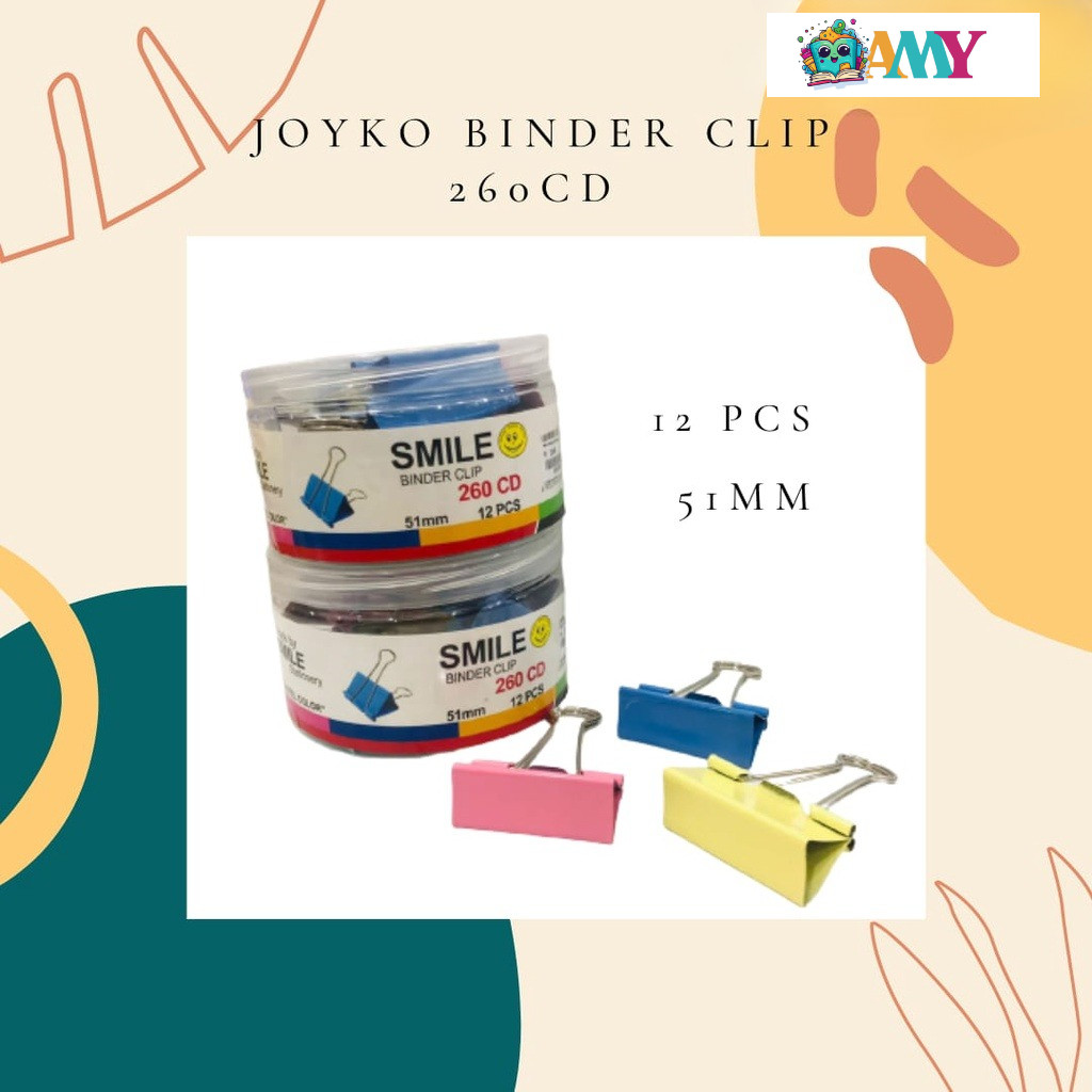 

SMILE BINDER CLIP 260 CD 51 MM 12 PCS AMY STASIONARY