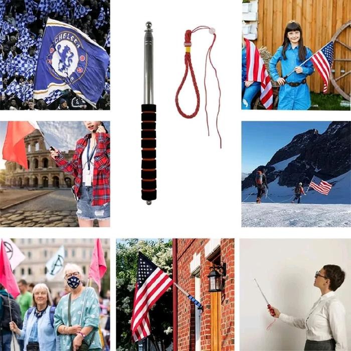 2 Meter Tongkat Tiang Bendera Tour Leader Travel Telescopic Pole Tongkat Bendera Stainless - 1.6 Mtr