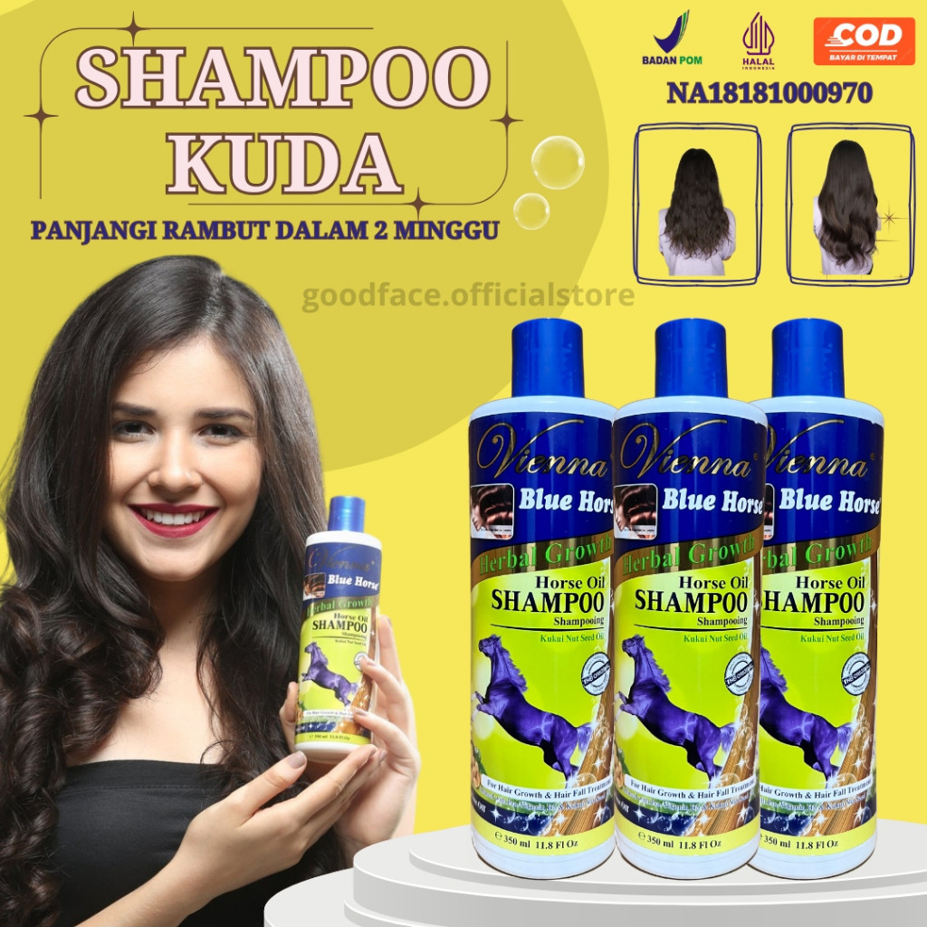 Shampoo Kuda Penumbuh Rambut Botak Cepat Vienna Blue Horse Shampoo Anti Rontok Sampo Kuda