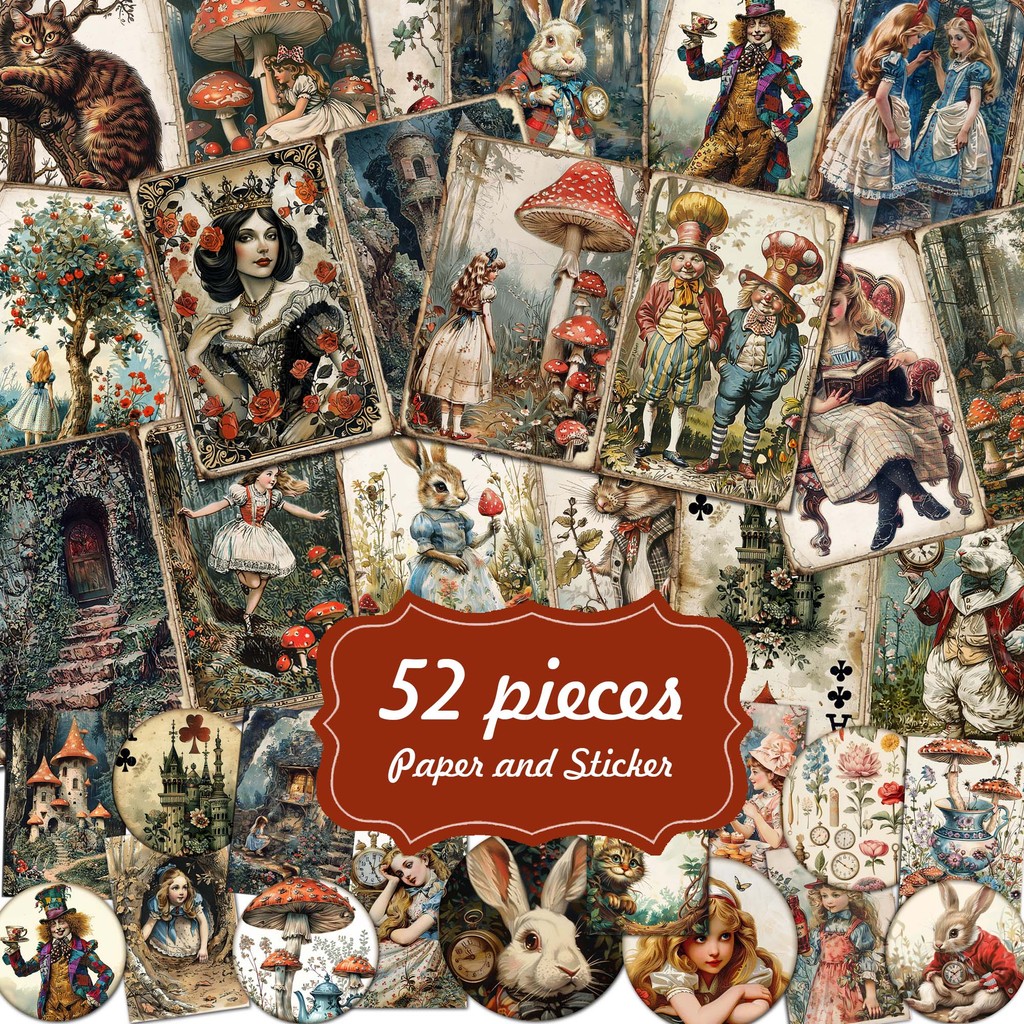 

JAIIMAN 52pieces Mushroom Wonderland Junk Journal Set,for Arts Crafts,Holiday Party,Arts Crafts,Scrapbooking Supplies,DIY Crafts