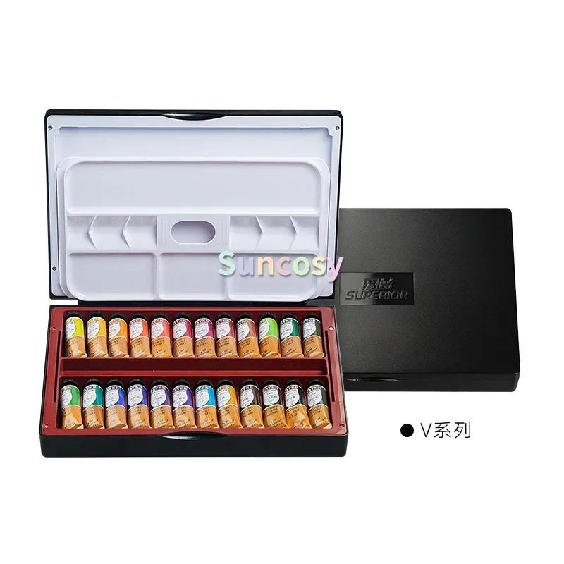 

Superior Tube mounted watercolor pigment set, made of toner, watercolor set,full set of 24 colors with wood box watercolor paint