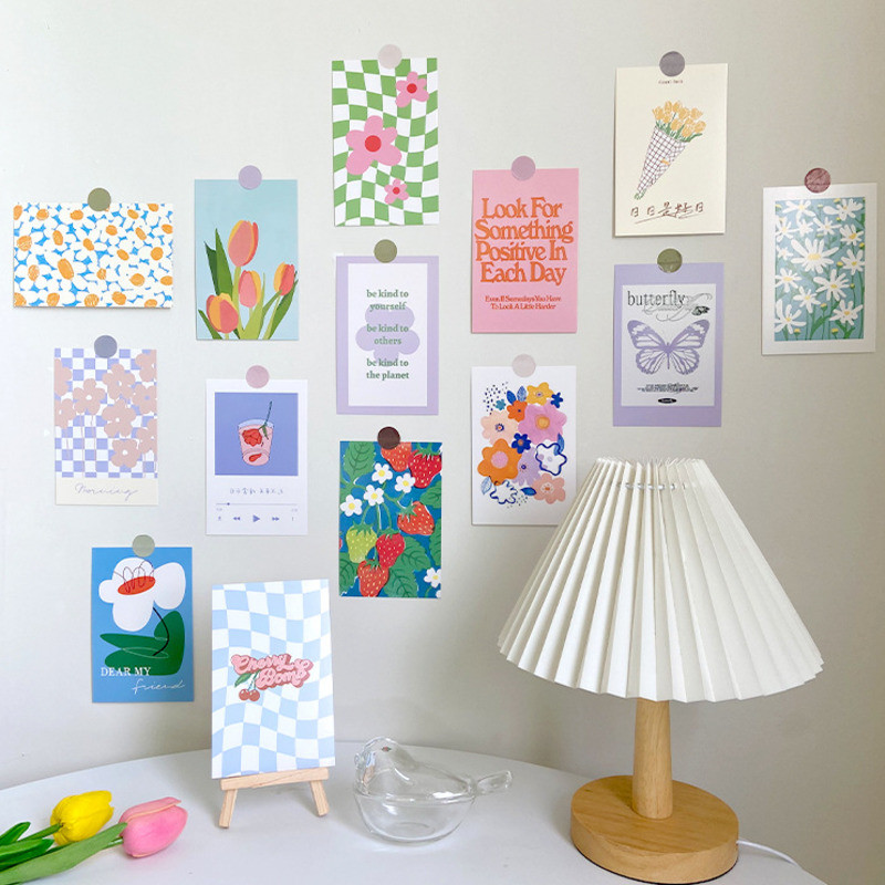 

Ins Colorful Flower Tulip Postcards Cute Decorative Card Photo Props Diy Background Home Decor Student Greeting Card 30 Sheets