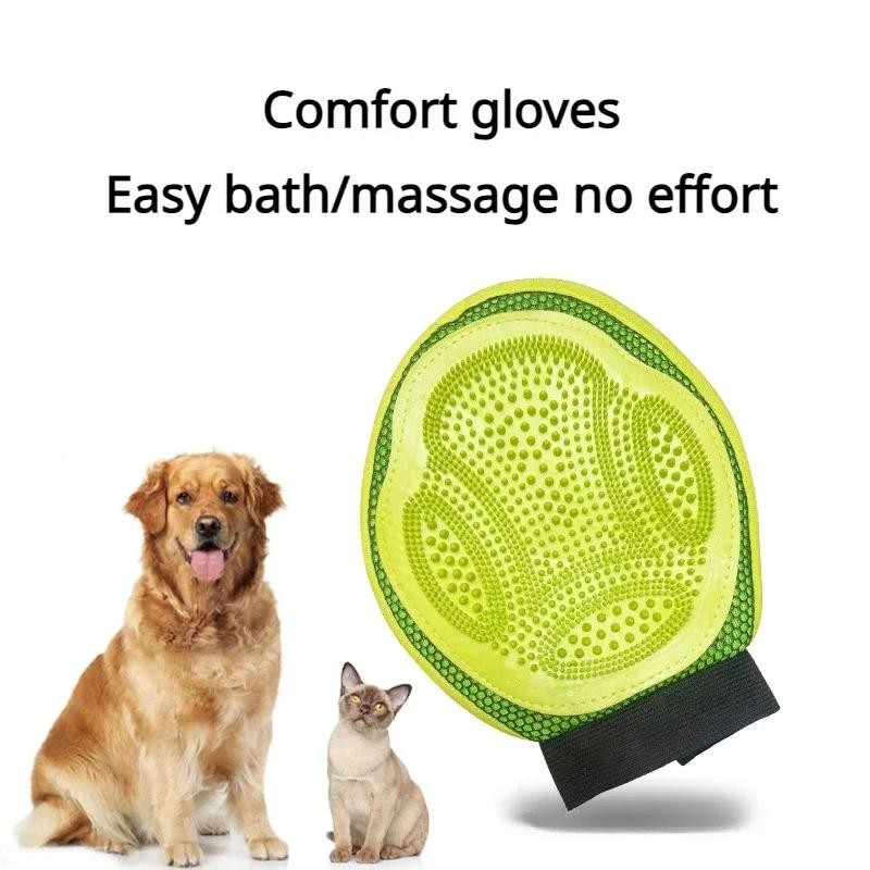 A Cat and Dog Pet Bath Massage Brush Clean Grooming Gloves Pet Grooming Massage Gloves Silicone Dog 