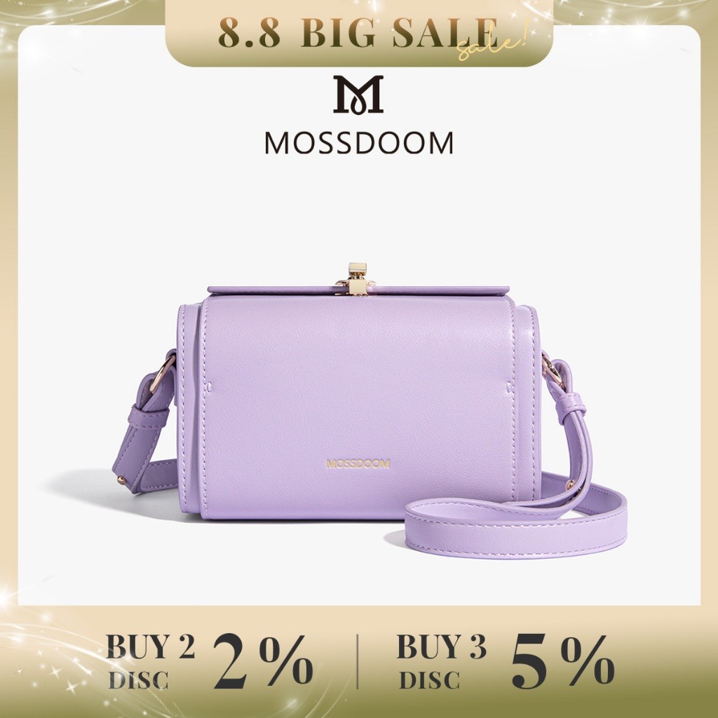 MOSSDOOM Tas Wanita Bexley Bag Tas Kotak Elegan Tas Selempang Desain Kunci Warna Solid (Best Seller)