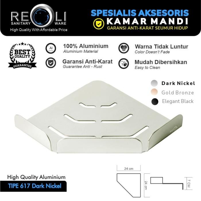 Rak Sabun Siku Sudut Aluminium Silver REOLI RS-617-DN-HB

