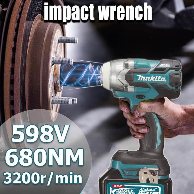 【680N/M Impact Wrench】Mukete Brushless Impek Pembuka Baut Bor Cordless Impact Baterai Impek Baterai 