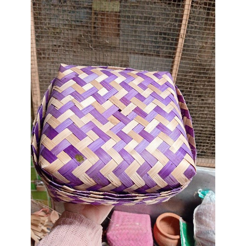 Ungu - Besek Warna 18X18 Besek Hias Besek Hampers Besek Hantaran Besek Warna Zigzag