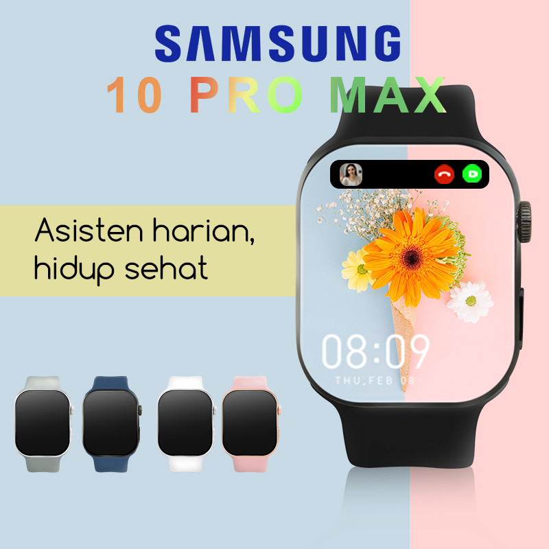 Jam tangan Samsung Smart watch 10 Pro Max asli dengan AMOLED HD 2.2-inci GPS NFC layar tahan air Pan
