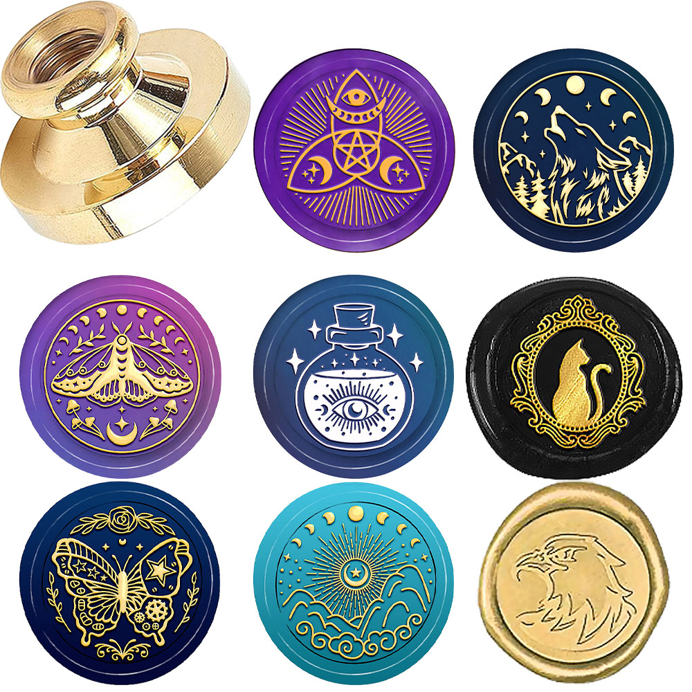 

1pc Magic Pattern and Animal Wax Seal Stamps 25mm Interchangeable Magic Bottle Pattern Brass Wax Seal Stamps for Decorating Invi